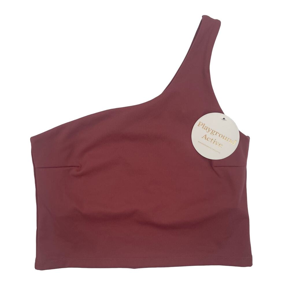 PLAYGROUND ACTIVE Tank Sports Bra Size Small One Shoulder Cali Cropped NWT Gym - Picture 3 of 11